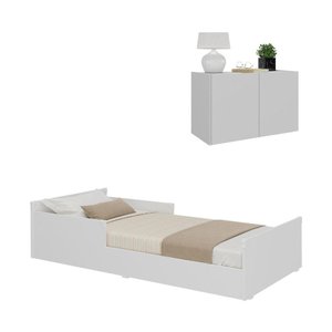 Minicama Infantil Montessoriana e Mesa Cabeceira 2 Portas Multimóveis Mp4205 Branca