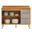 Ver imagem 3 de Balcão para Cozinha 2 Portas 3 Gavetas Pia 120cm com Tampo Plena Amarelo/Cinamon/Nude Prime Tx