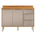 Ver imagem 1 de Balcão para Cozinha 2 Portas 3 Gavetas Pia 120cm com Tampo Plena Amarelo/Cinamon/Nude Prime Tx