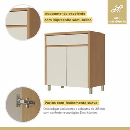 Balcão de Cozinha 2 Portas 1 Gaveta 80cm Nesher Condessa Mdf Carvalho/greige - 5