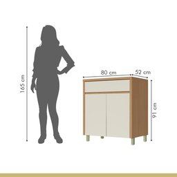 Balcão de Cozinha 2 Portas 1 Gaveta 80cm Nesher Condessa Mdf Carvalho/greige - 4