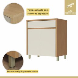 Balcão de Cozinha 2 Portas 1 Gaveta 80cm Nesher Condessa Mdf Carvalho/greige - 6
