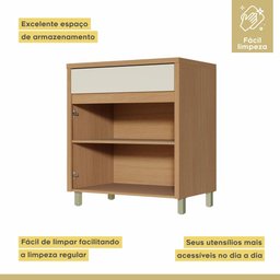 Balcão de Cozinha 2 Portas 1 Gaveta 80cm Nesher Condessa Mdf Carvalho/greige - 7