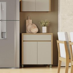 Balcão de Cozinha 2 Portas 1 Gaveta 80cm Nesher Condessa Mdf Carvalho/greige - 2