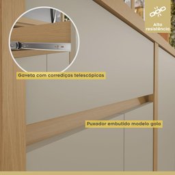 Balcão de Cozinha 2 Portas 1 Gaveta 80cm Nesher Condessa Mdf Carvalho/greige - 9