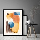 Ver imagem 1 de Quadro Decorativo Abstrato Formas Pedras Marrom - 70x50cm:moldura Branca