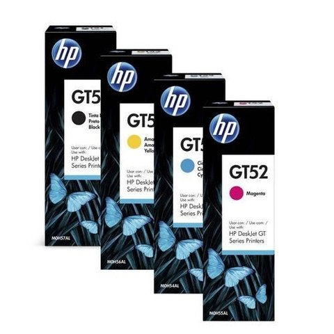 Kit 4 Refil De Tinta Original Hp GT5822 GT51 Preto GT52 Color.