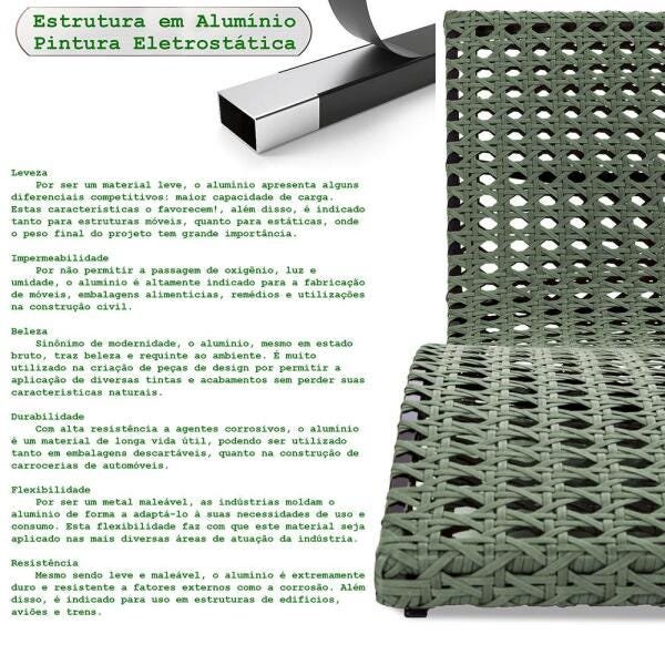 Kit 2 Espreguiçadeira Bogotá para Piscina, Área, Lazer em Alumínio Verde Estonado - 4