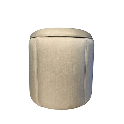 Puff Redondo Baú Não É Segredo Debrum Linho Bege 40x45 Ns0608