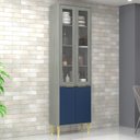 Ver imagem 1 de Paneleiro com Vidro 4 Portas Domus Espresso Móveis Cinza/Silver/Royal