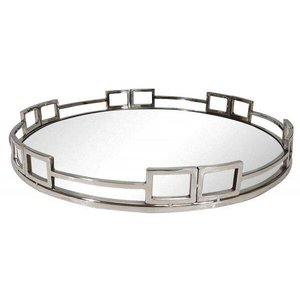 Bandeja Redonda em Aço Polido Espelhada