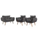 Ver imagem 1 de Conjunto Poltrona PÉs Madeira Opalla Suede Cinza