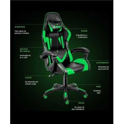 Cadeira Gamer Reclinável 140 Graus com Rodinhas Xzone Cgr-01 Preto Verde - 3