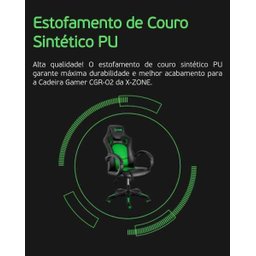 Cadeira Gamer com Rodinhas Xzone Cgr-02 Preto e Verde - 5