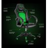 Cadeira Gamer com Rodinhas Xzone Cgr-02 Preto e Verde - 2