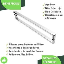 Puxador Inox U Para Porta Pivotante Alto Brilho 1.50 metro - 4