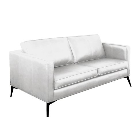 Sofá Decorativo Sala de Estar Europa 3 Lugares 200cm Couro Branco - Mozzelar