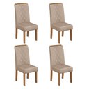 Ver imagem 1 de Conjunto Kit com 4 Cadeiras de Jantar Estofadas Ayla MDF Freijó Veludo Creme DJ Móveis