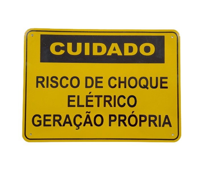 Placa Cuidado - Geração Própria - Energisa Cemig Enel Goias Celesc Eletrobras 25x18 CA 1mm 10un - 2