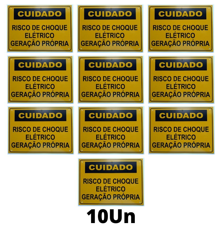 Placa Cuidado - Geração Própria - Energisa Cemig Enel Goias Celesc Eletrobras 25x18 CA 1mm 10un