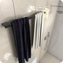 Ver imagem 3 de Porta Toalhas Para Banho Master Preto Fosco 60cm