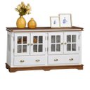Ver imagem 2 de Balcão Buffet 4 Portas 2 Gav. Prateleiras em Vidro Manchester 2041 Linz Móveis - Branco/imbuia Glaze