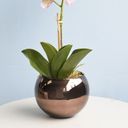 Ver imagem 3 de Arranjo de Orquídea Artificial Rosa 3D no Vaso de Vidro Bronze Médio