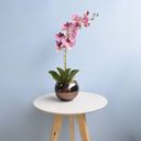 Ver imagem 4 de Arranjo de Orquídea Artificial Rosa 3D no Vaso de Vidro Bronze Médio