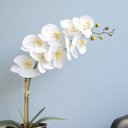 Ver imagem 5 de Arranjo de Orquídea Artificial Branca 3D no Vaso de Vidro Rose Gold Médio