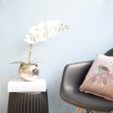 Ver imagem 1 de Arranjo de Orquídea Artificial Branca 3D no Vaso de Vidro Rose Gold Médio