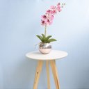 Ver imagem 3 de Arranjo de Orquídea Artificial Rosa 3D no Vaso de Vidro Rose Gold Médio