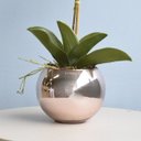 Ver imagem 4 de Arranjo de Orquídea Artificial Rosa 3D no Vaso de Vidro Rose Gold Médio