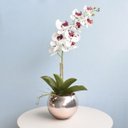 Ver imagem 1 de Arranjo de Orquídea Artificial Tigre 3D No Vaso Rose Gold Médio