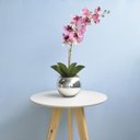 Ver imagem 6 de Arranjo de Orquídea Artificial Rosa 3D no Vaso Prateado Médio