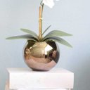 Ver imagem 4 de Arranjo de Orquídea Artificial Branca 3D no Vaso de Vidro Bronze Médio