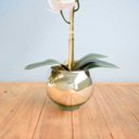 Ver imagem 3 de Arranjo de Orquídea de Silicone Branca no Vaso Prateado Pequeno | Linha Permanente Formosinha