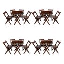 Ver imagem 1 de Kit 4 Conjuntos de Mesa Dobrável 60x60cm com 4 Cadeiras em Madeira Maciça - Imbuia - Marrom
