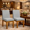 Ver imagem 5 de Kit 2 Cadeiras Blend Estofadas Pés Madeira Maciça Apartamento Moderno Confortável Premium - Cinza
