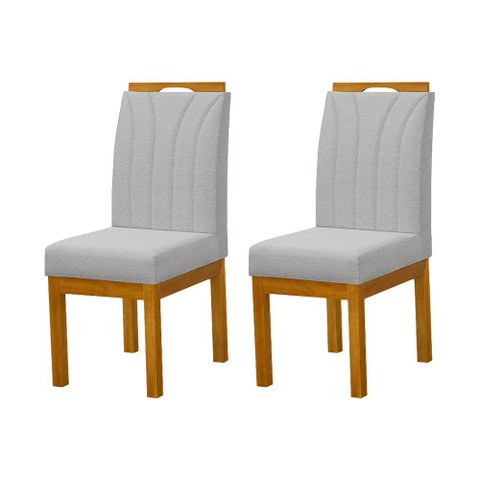 Kit 2 Cadeiras Blend Estofadas Pés Madeira Maciça Apartamento Moderno Confortável Premium - Cinza