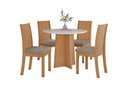 Ver imagem 1 de Conjunto Sala de Jantar Mesa Celebrare Tampo Vidro Redondo 100 Tampo Vidro Off White com 4 Cadeiras