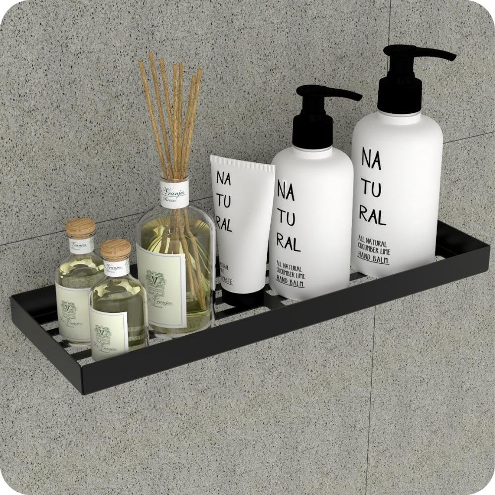 Kit Porta Sabonete e Shampoo Parede Para Banheiro Preto Plus - 3