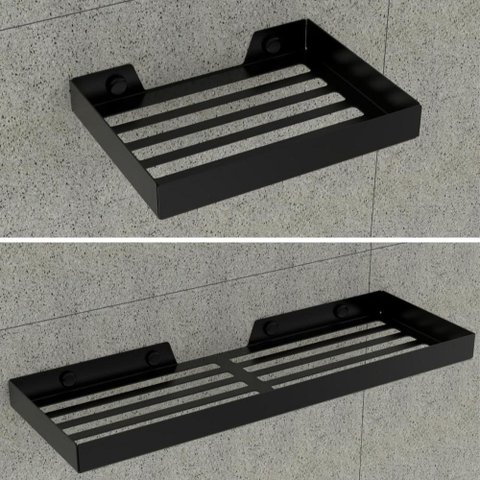 Kit Porta Sabonete e Shampoo Parede Para Banheiro Preto Plus