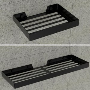 Kit Porta Sabonete e Shampoo Parede Para Banheiro Preto Plus