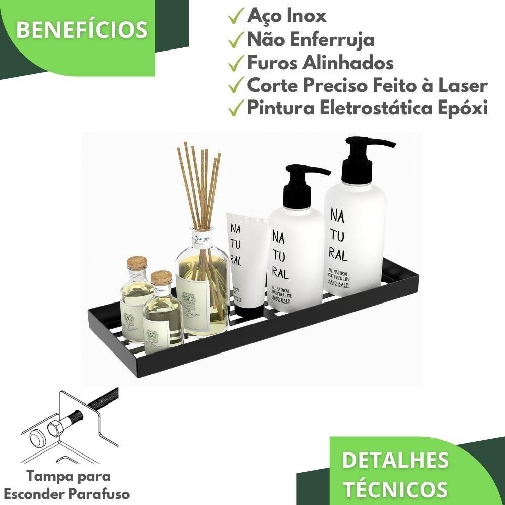 Kit Porta Sabonete e Shampoo Parede Para Banheiro Preto Plus - 5