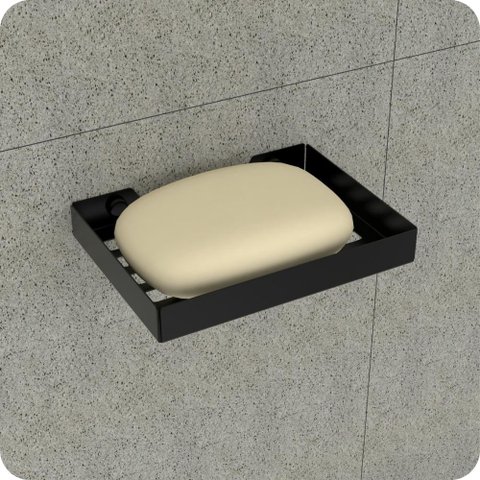 Suporte Porta Sabonete Para Banheiro de Parede Preto Plus
