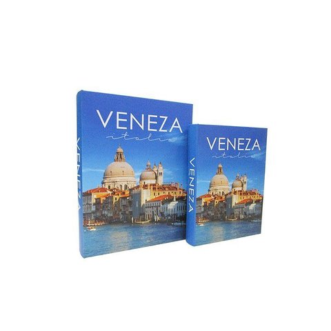 Cj 02 Livros Caixa Decorativo Veneza Italia Azul