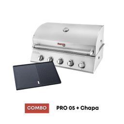 Combo Churrasqueira à Gás Bonezze Pro 5 + Chapa de Ferro Fundido - Gás GLP - Botijão - 1