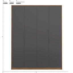Guarda Roupa Casal 4 Portas e 3 Gavetas Attore - Amêndola/grafito - 2