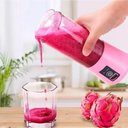 Ver imagem 3 de Mini Liquidificador Rosa Mixer Portatil 380Ml Usb - Rosa
