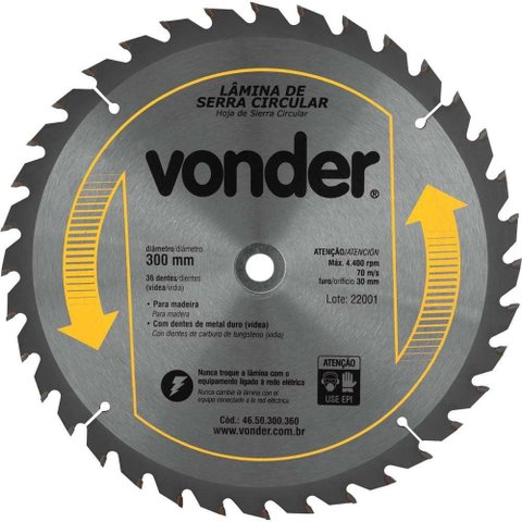 Lâmina Serra Circular Videa 300x30x36d Vonder